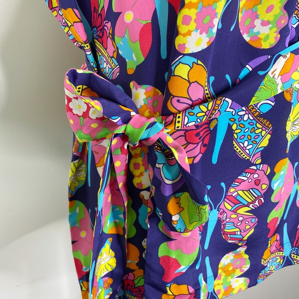RARE NWT Lilly Pulitzer Bright Navy Out There Butterfly Silk Tunic Top XL - Picture 8 of 16